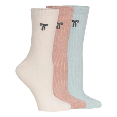 3pk Velvet Cozy Crew Sock