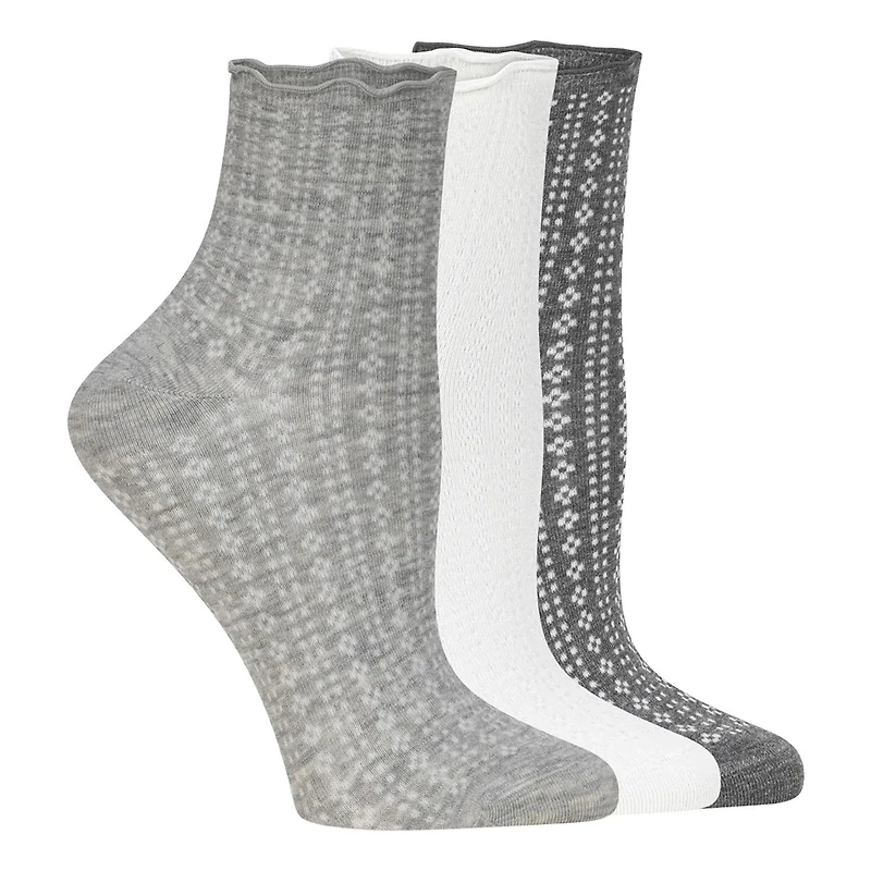 Women's Openwork Quarter Ankle Socks - 3 Pack