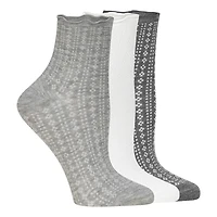 Women's Openwork Quarter Ankle Socks - 3 Pack