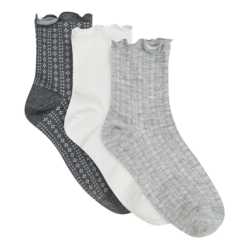 Women's Openwork Quarter Ankle Socks - 3 Pack