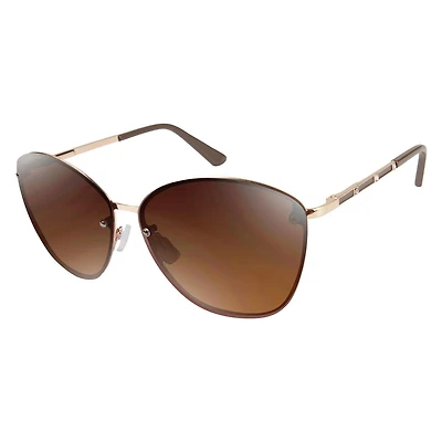 Women’s Cat‑Eye Metal Frame Sunglasses with Rhinestone Temple