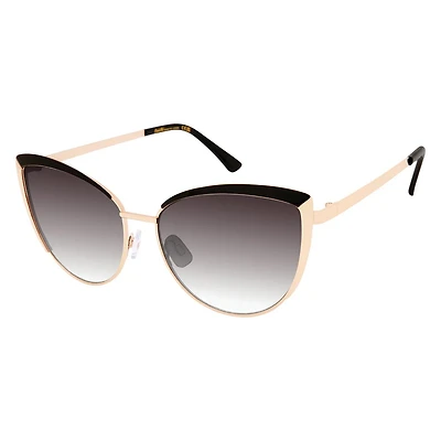 Women's Enamel Brow Cat‑Eye Metal Sunglasses