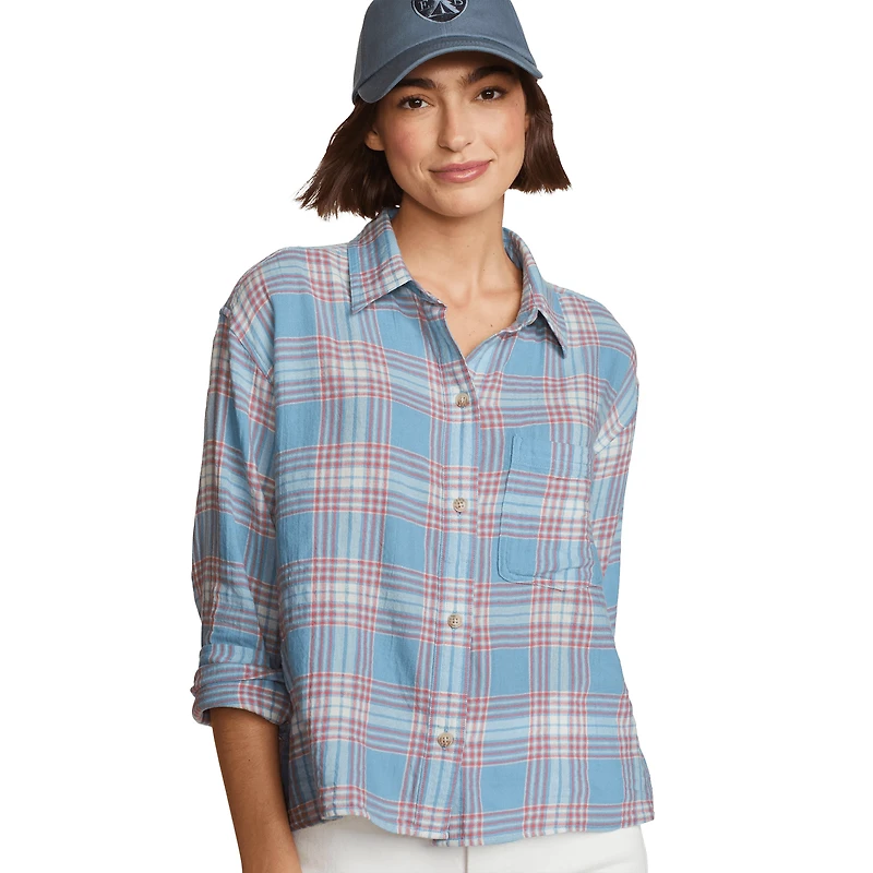 High Tide Long-Sleeve Cropped Flannel