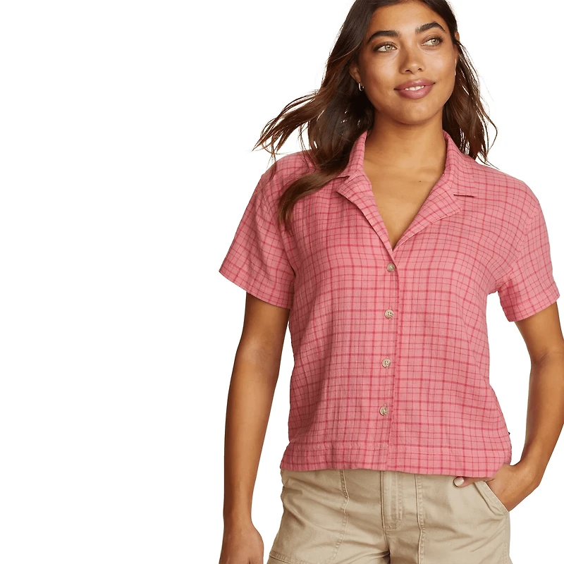 High Tide Short-Sleeve Cropped Flannel