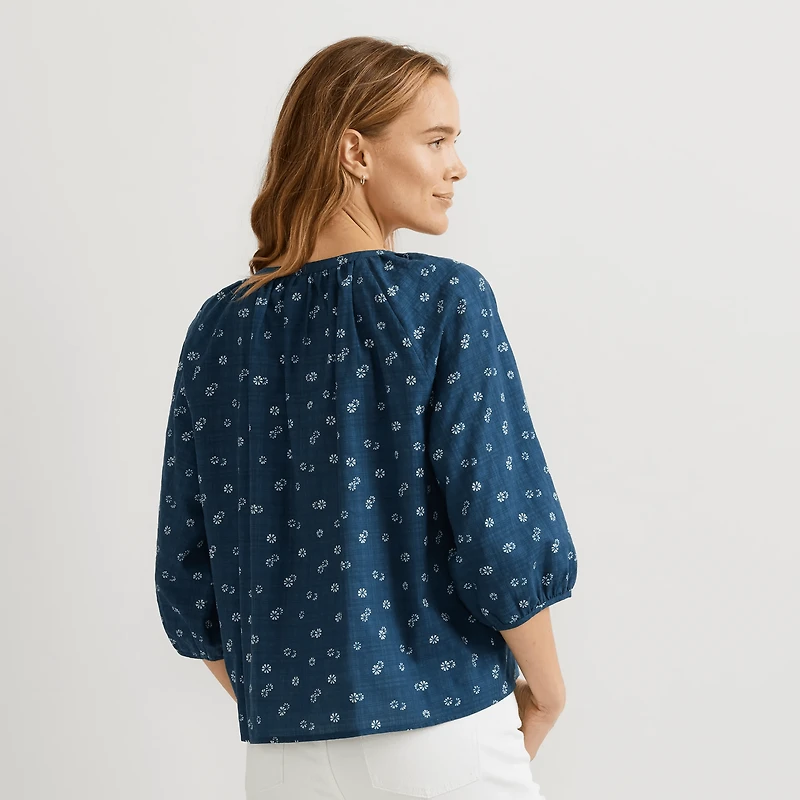 Meadow Texture Quarter-Sleeve Top