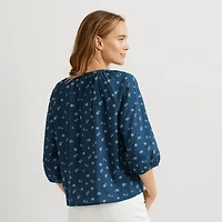 Meadow Texture Quarter-Sleeve Top