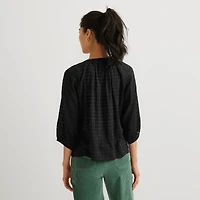 Meadow Texture Quarter-Sleeve Top - Solid