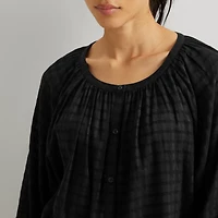 Meadow Texture Quarter-Sleeve Top - Solid
