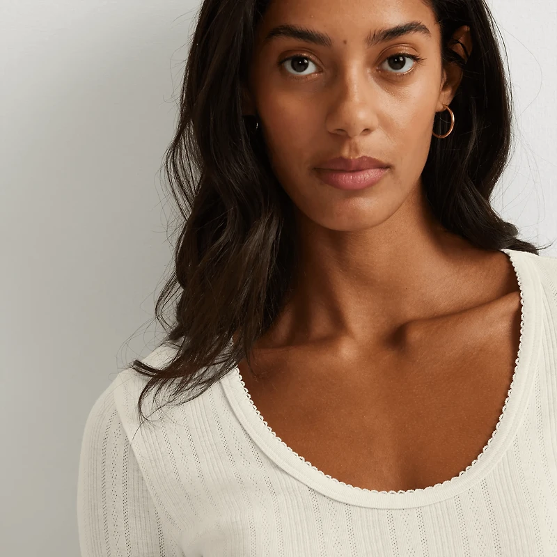 Perfect Pointelle Long-Sleeve Shirt