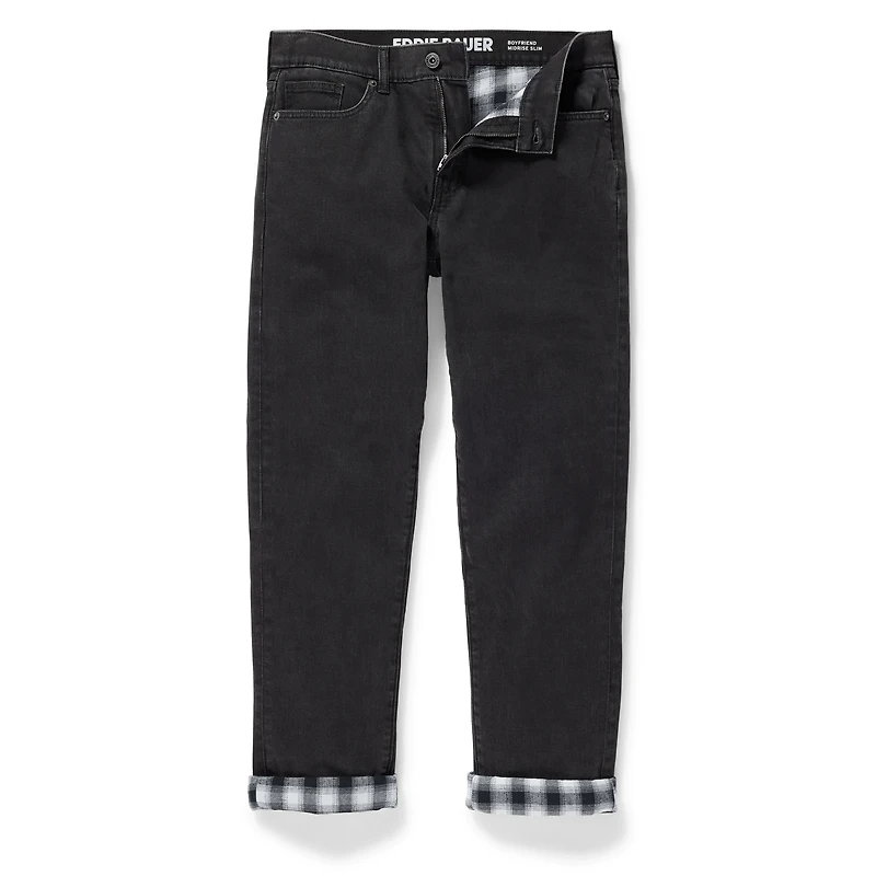 Boyfriend Flannel-Lined Straight Leg Jeans