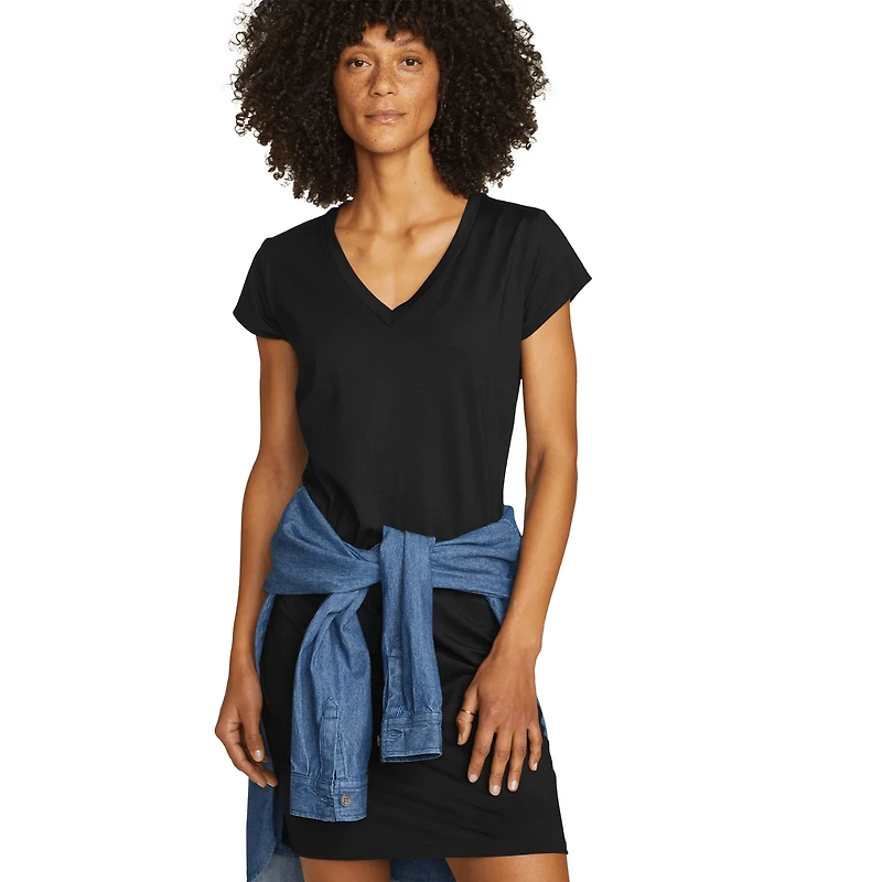 Aster Short-Sleeve V-Neck Dress