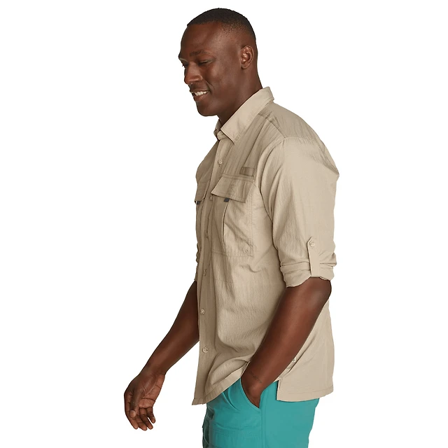 Camicia Uomo Eddie Bauer Guide UPF 2.0 Maniche Lunghe, Dusted Indigo, X-Large Tall