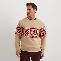 Men's Classic Fair Isle Crewneck Sweater - Snowflake Stripe