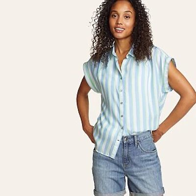 Women's Tranquil Short-Sleeve Shirred Shirt