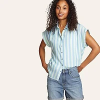 Women's Tranquil Short-Sleeve Shirred Shirt