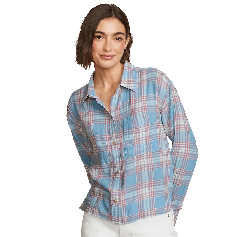 High Tide Long-Sleeve Cropped Flannel
