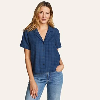Women's High Tide Short-Sleeve Cropped Flannel