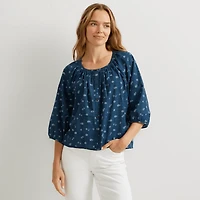 Meadow Texture Quarter-Sleeve Top