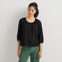 Meadow Texture Quarter-Sleeve Top - Solid