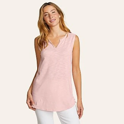Women's Gate Check Sleeveless Split-Neck Tunic