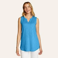 Women's Gate Check Sleeveless Split-Neck Tunic