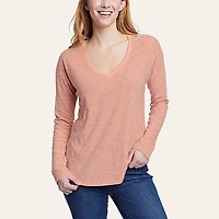 Women's Sunwashed Striped V-Neck T-Shirt