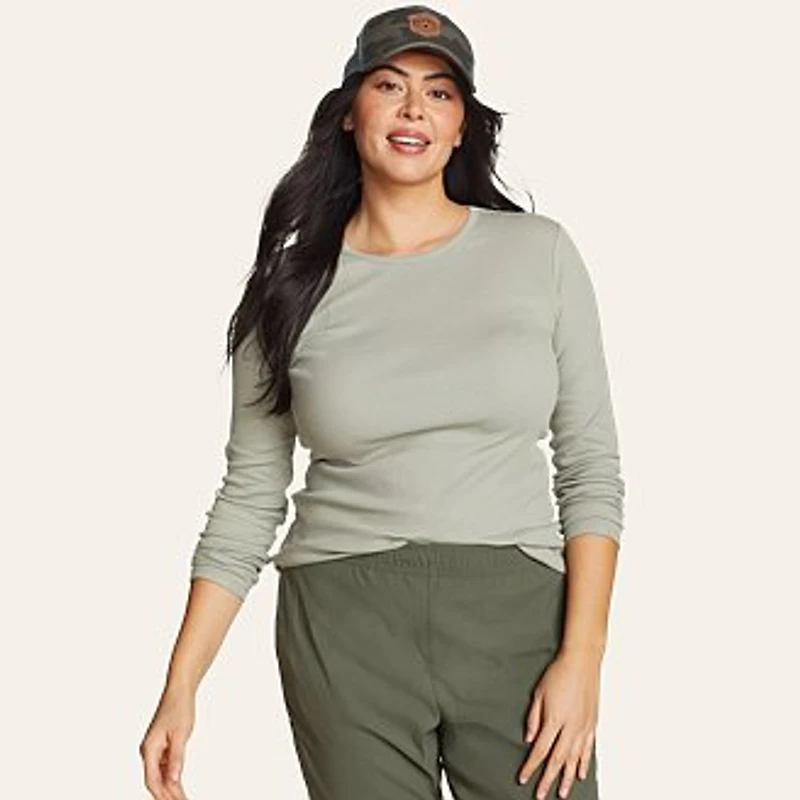 Women's Essentials Ribbed Crew Long-Sleeve Shirt