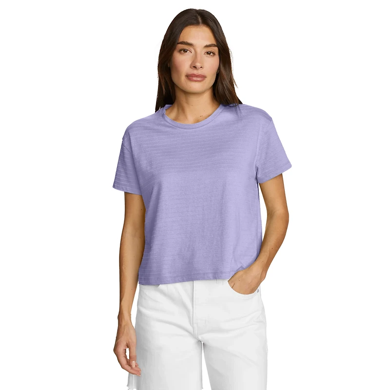 Jacquard Ripple Short-Sleeve Crew
