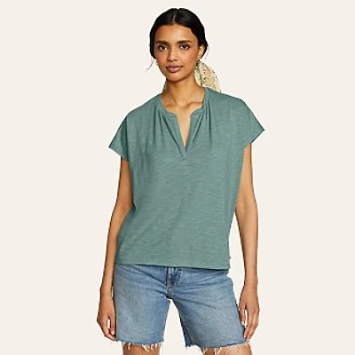 Women's Sunny Slub-Texture Notch Neck Top