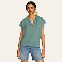 Women's Sunny Slub-Texture Notch Neck Top