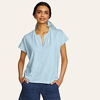 Women's Sunny Slub-Texture Notch Neck Top