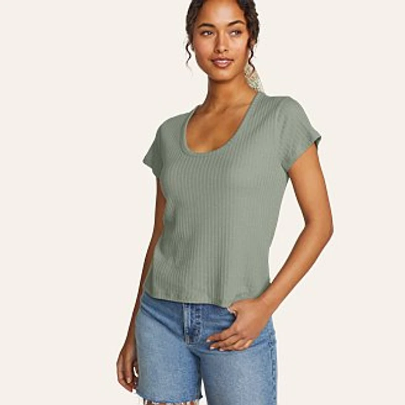 Women's Seaside Ribbed Scoop Neck T-Shirt