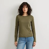 Women's Essential Ribbed Long-Sleeve Layering T-Shirt