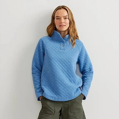 Women's Quilted Button-Up Mockneck