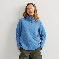 Women's Quilted Button-Up Mockneck