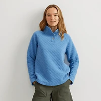 Quilted Button-Up Mockneck