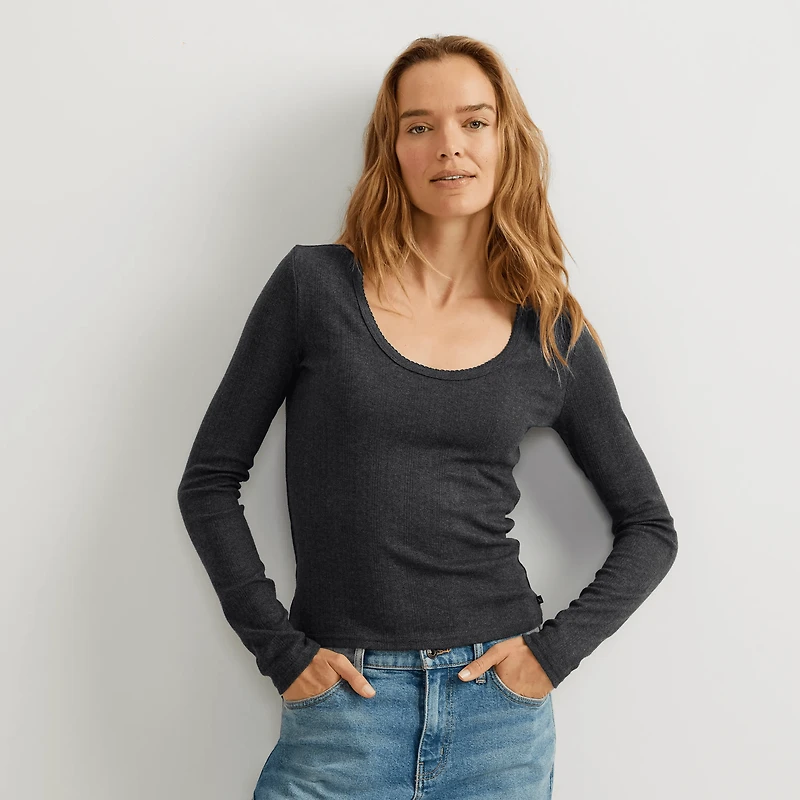 Perfect Pointelle Long-Sleeve Shirt