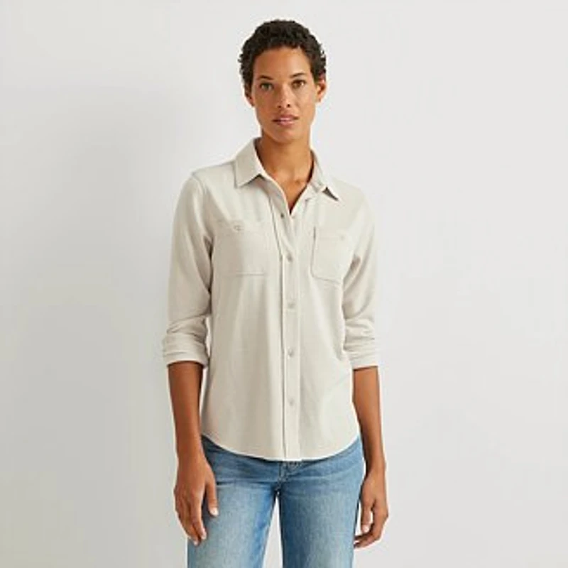Women's Soft Knit Button-Down Shirt