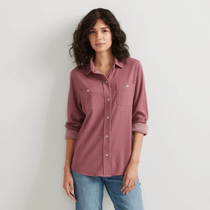 Soft Knit Button-Down Shirt
