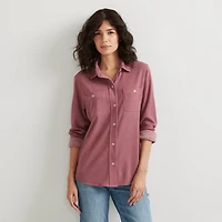 Soft Knit Button-Down Shirt