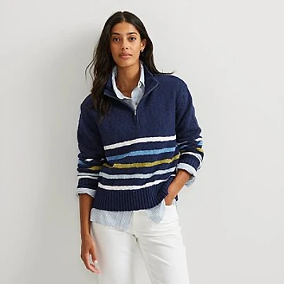 Women's Striped 1/4-Zip Sweater