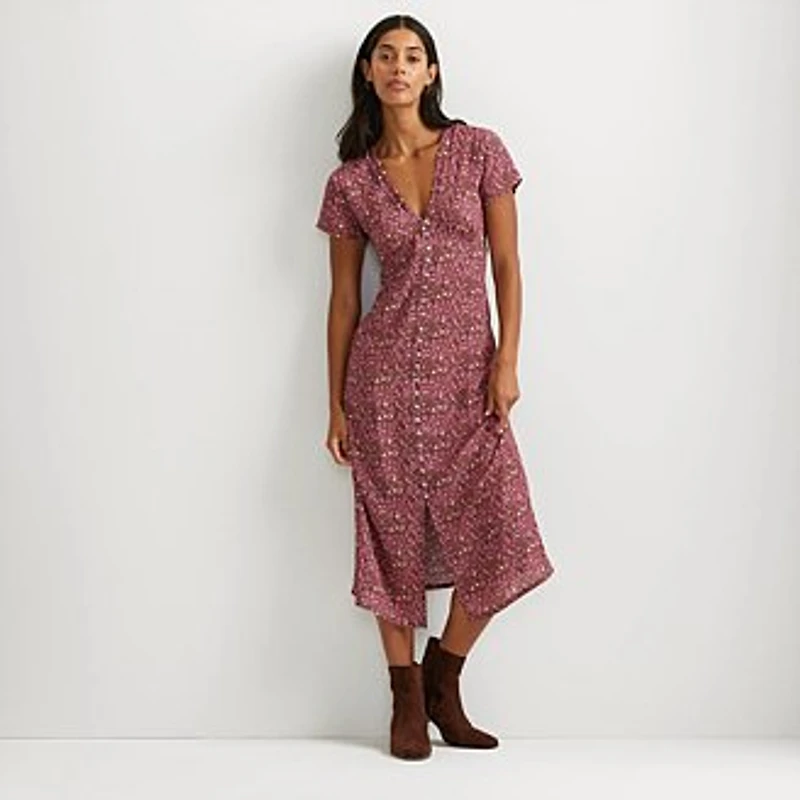 Women's Button Front Midi Dress