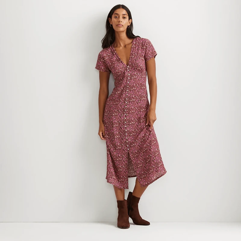 Button Front Midi Dress