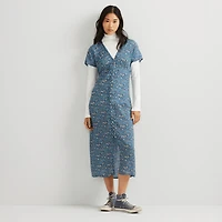 Button Front Midi Dress