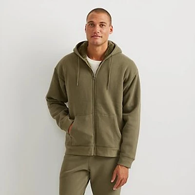 Men's Vintage Soft Faux Shearling-Lined Full-Zip Hoodie