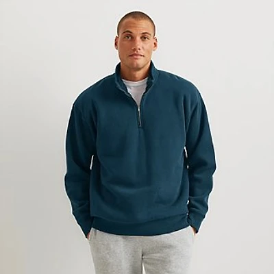 Men's Vintage Soft Faux Shearling-Lined 1/4-Zip Sweatshirt