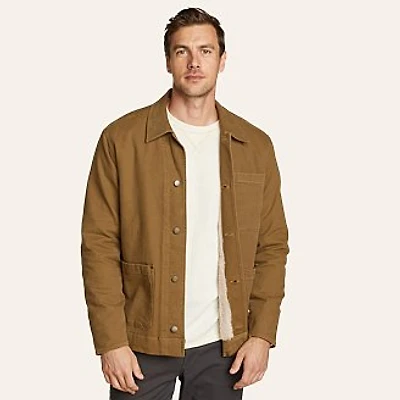 Men's Elkhorn Faux Shearling-Lined Canvas Shirt Jacket