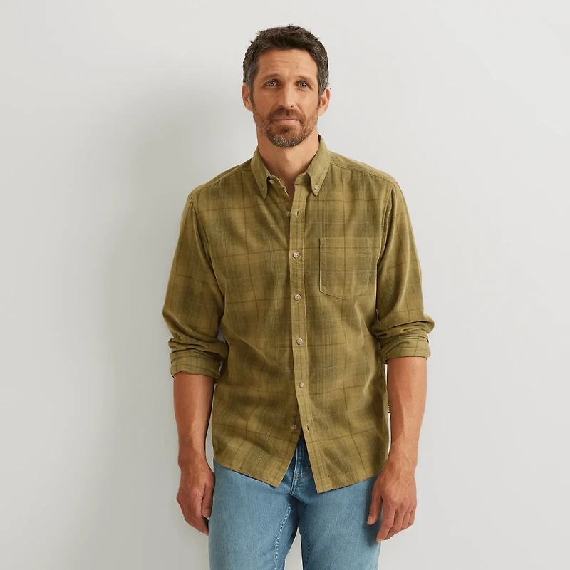 Fine-Wale Corduroy Shirt - Plaid
