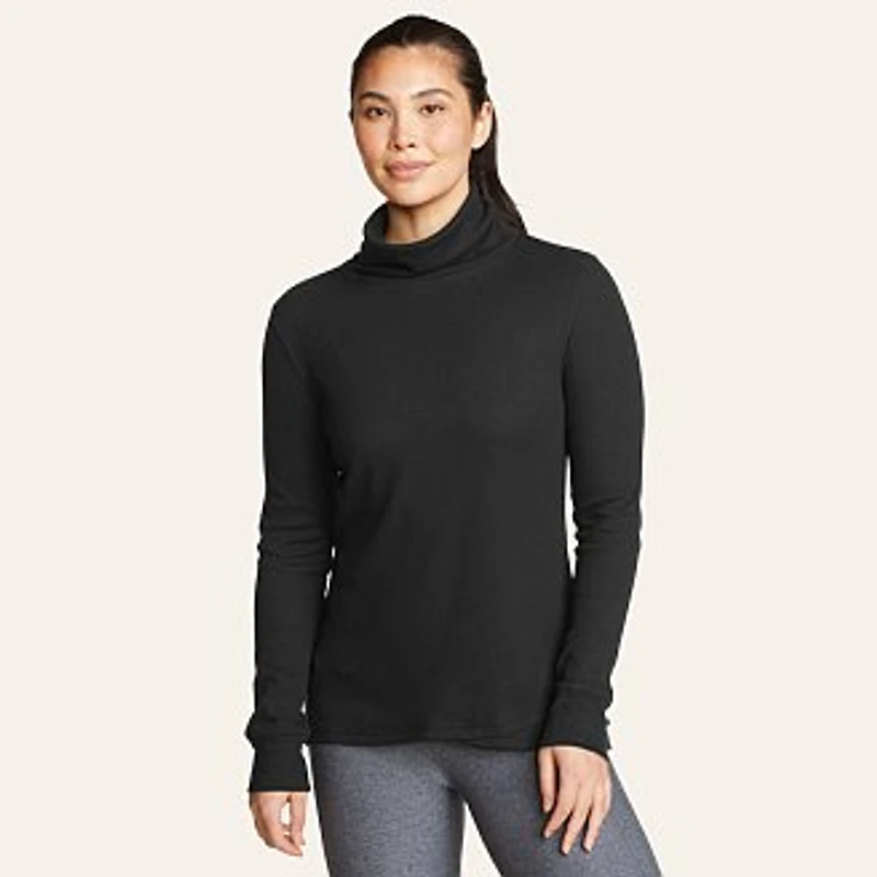 Women's Thermal Mock Neck Long-Sleeve Tulip Hem Shirt