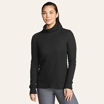 Women's Thermal Mock Neck Long-Sleeve Tulip Hem Shirt